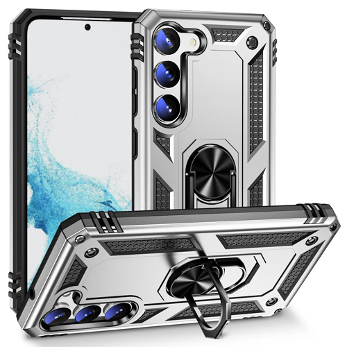 Armor Hybrid Military Case with Ring Kickstand For Samsung Galaxy S24 / S25 - Silver