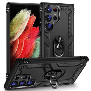 Armor Hybrid Military Case with Ring Kickstand For Samsung Galaxy S24 Ultra - Black