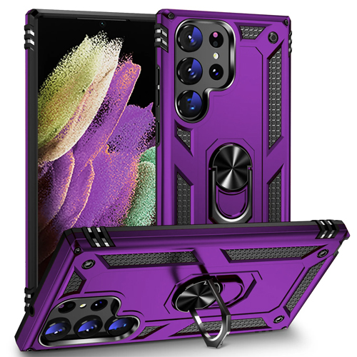 Armor Hybrid Military Case with Ring Kickstand For Samsung Galaxy S25 Ultra - Purple