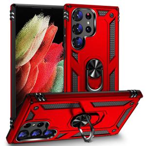 Armor Hybrid Military Case with Ring Kickstand For Samsung Galaxy S25 Ultra - Red