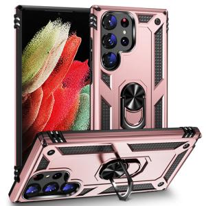 Armor Hybrid Military Case with Ring Kickstand For Samsung Galaxy S25 Ultra - Rose Golden