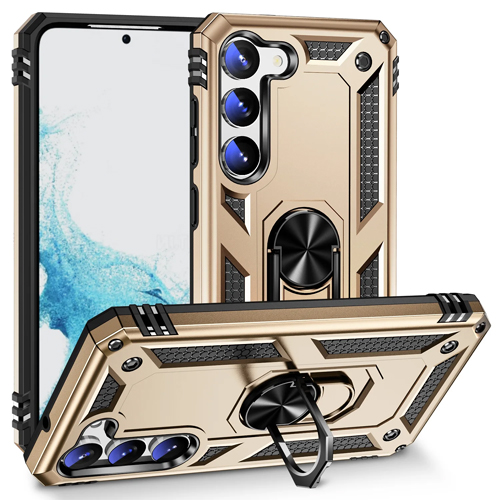 Armor Hybrid Military Case with Ring Kickstand For Samsung Galaxy S23 FE - Gold