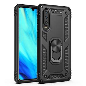 Armor Hybrid Military Case with Ring Kickstand for Huawei P30 Lite - Black