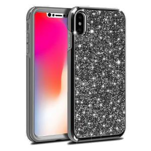 Hybrid Premium Diamond Bling Shockproof Phone Case for Apple iPhone X/XS - Black