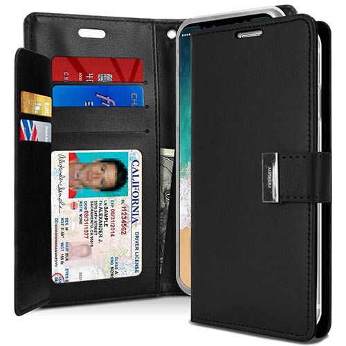 Goospery Rich Diary Wallet Case for Samsung Galaxy S8 Plus - Black