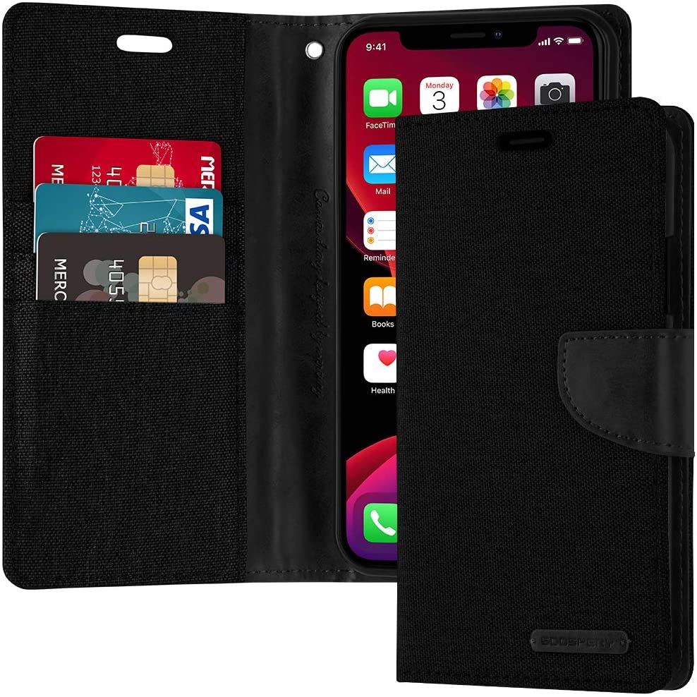 Goospery Canvas Diary Wallet Case for Apple iPhone 11 Pro Max - Black