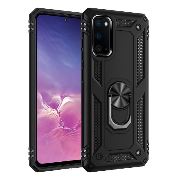 Armor Hybrid Military Case with Ring Kickstand for Samsung Galaxy S20 - Black