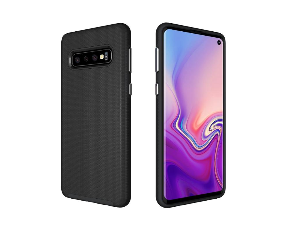 Triangle Shockproof Case with Anti Slip Grains for Samsung Galaxy S10 - Black
