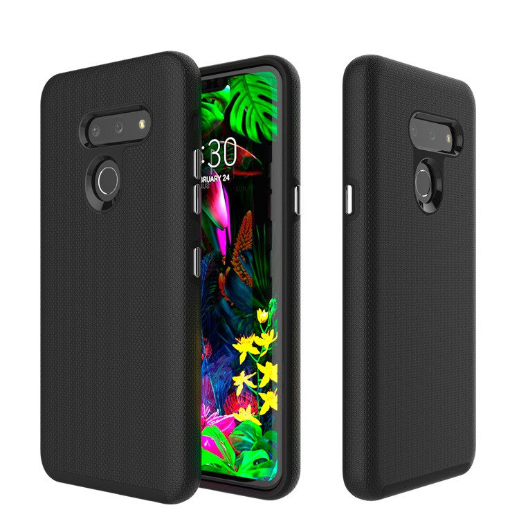 Triangle Shockproof Case with Anti Slip Grains for LG G8 ThinQ- Black