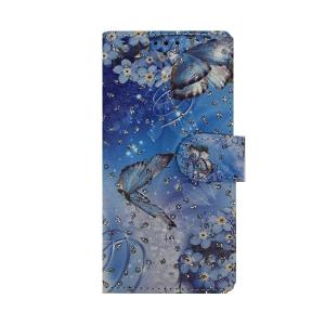 Printed Butterfly Wallet Case for Samsung Galaxy A72 - Blue Butterfly