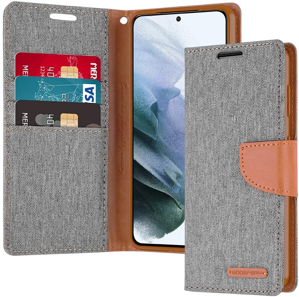 Goospery Canvas Diary Wallet Case for Samsung Galaxy S9 - Grey