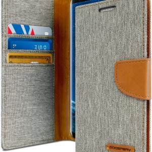 Goospery Canvas Diary Wallet Case for Samsung Galaxy S8 Plus - Grey