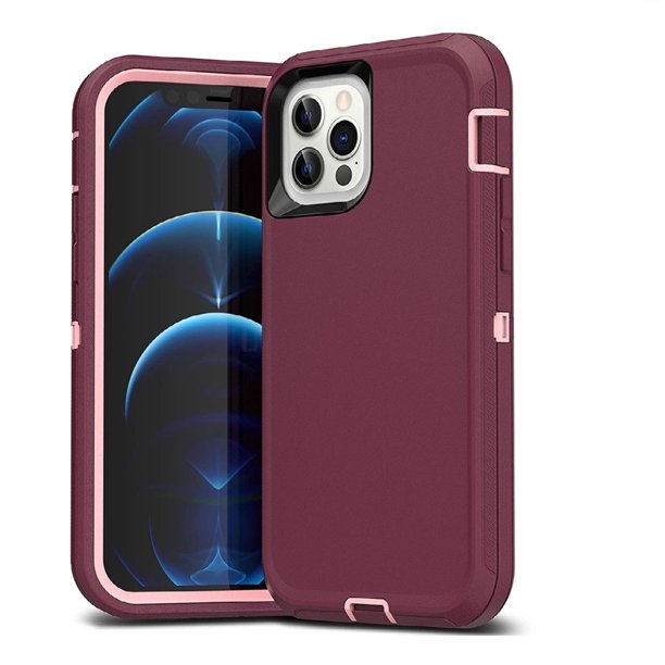 Triple Layer Protection Case & Belt Clip for Apple iPhone 14 Pro - Red