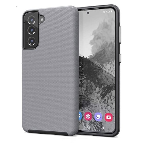 Triangle Shockproof Case with Anti Slip Grains for Samsung Galaxy S21 Plus 5G - Silver