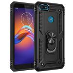 Armor Hybrid Military Case with Ring Kickstand for Moto E6 Play - Black