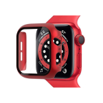 Full Coverage Protection Frame PC Hard Case With Tempered Glass for iWatch Series 42MM - Red