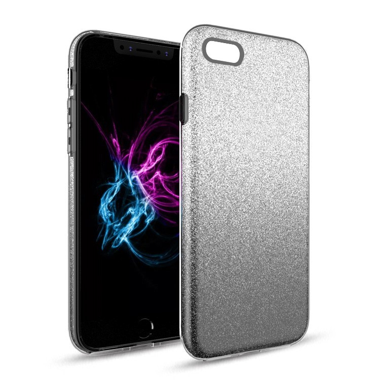 Two Tone Glitter Case for Apple iPhone 6/6S Plus - Black