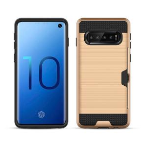 Hybrid Card Slot Anti Shock Case for Samsung Galaxy S10E - Golden
