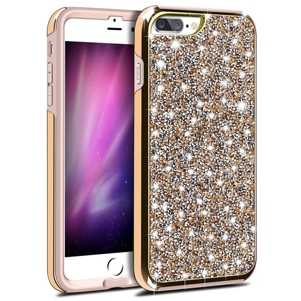 Hybrid Premium Diamond Bling Shockproof Phone Case for Apple iPhone 6/7/8 Plus - Golden