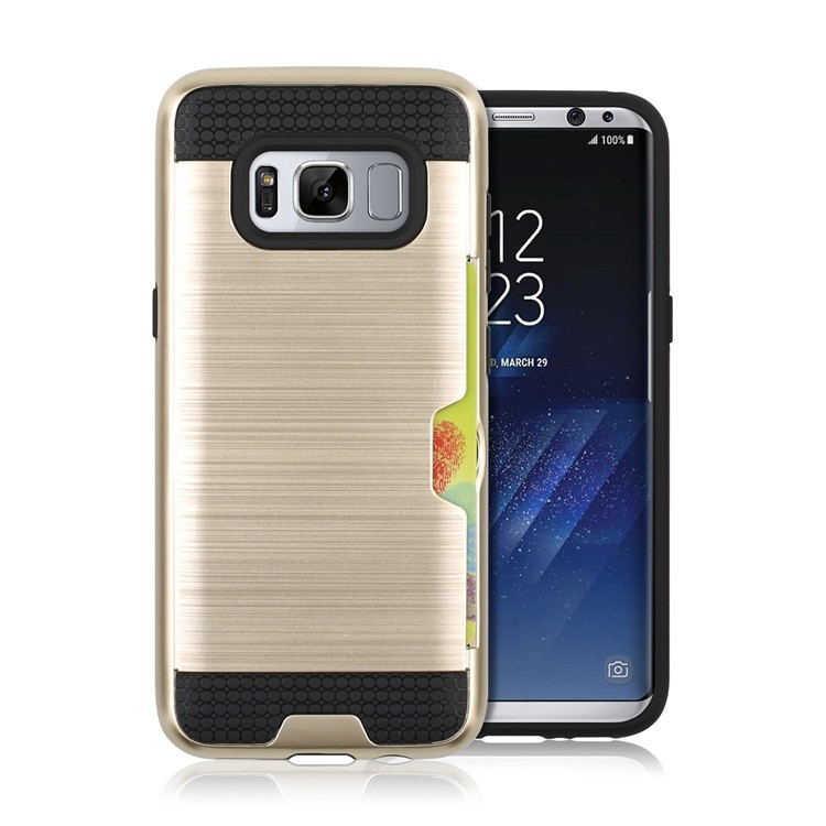 Hybrid Card Slot Anti Shock Case for Samsung Galaxy S8 Plus - Golden