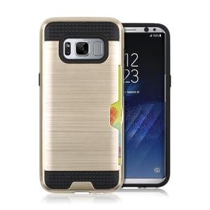 Hybrid Card Slot Anti Shock Case for Samsung Galaxy S8 - Golden