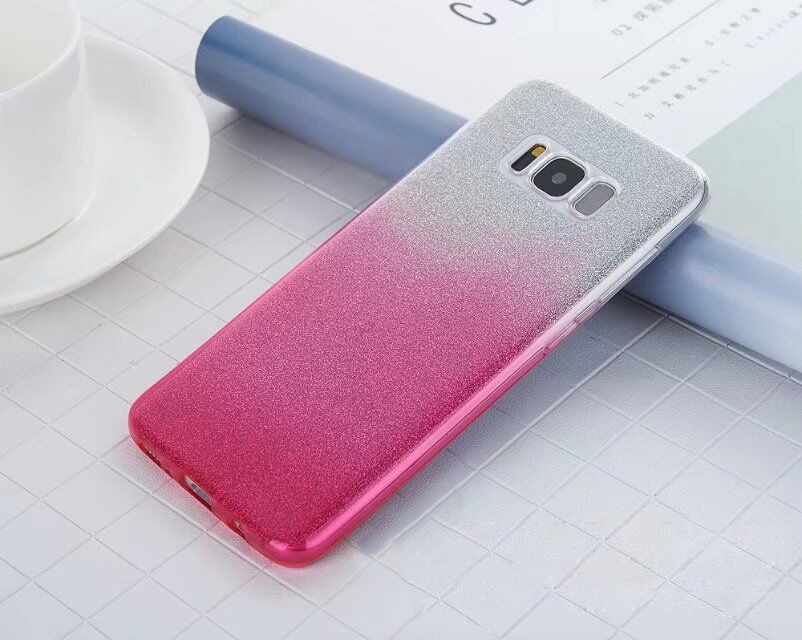 Two Tone Glitter Case for Samsung Galaxy S8 Plus - Hot Pink