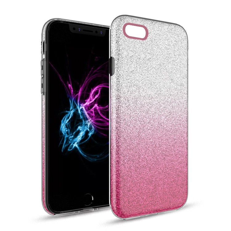 Two Tone Glitter Case for Apple iPhone 6/6S Plus - Hot Pink