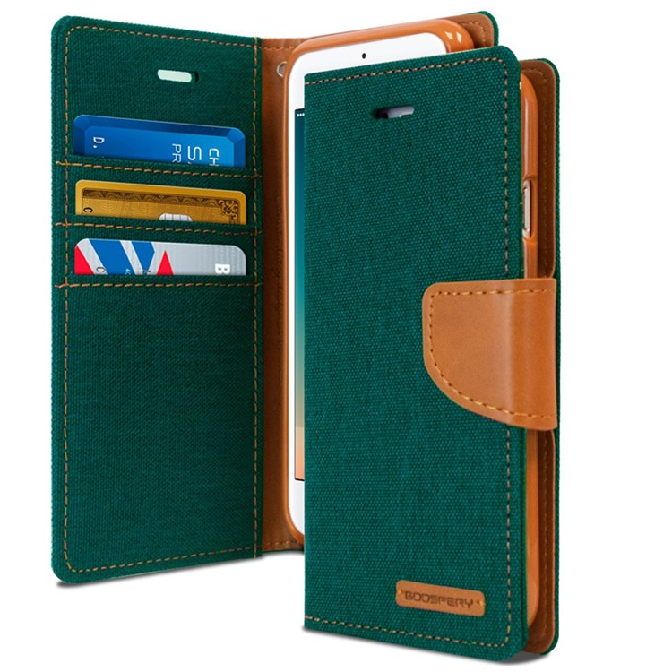 Goospery Canvas Diary Wallet Case for Apple iPhone 7/8 Plus - Green