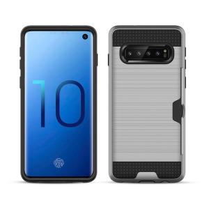 Hybrid Card Slot Anti Shock Case for Samsung Galaxy S10 Plus - Grey