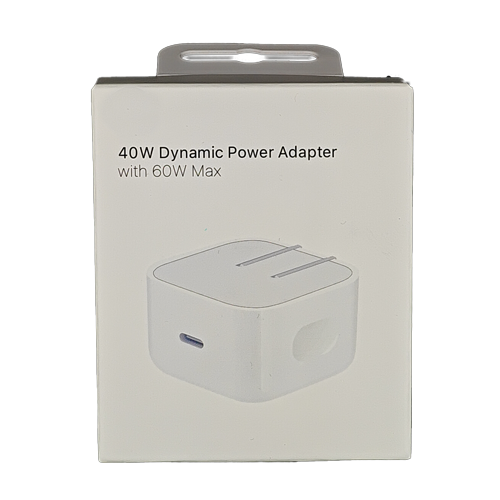 iPhone USB-C 40W Dynamic Power Adapter with 60W Max in Retail Packaging - White