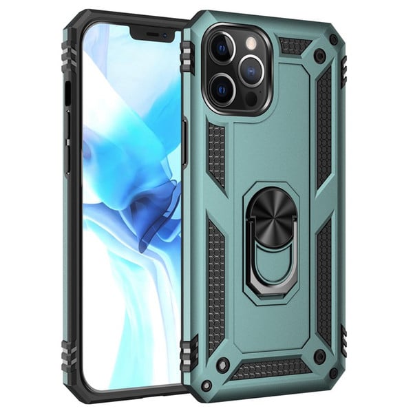 Armor Hybrid Military Case with Ring Kickstand for Apple iPhone 12 Mini - Dark Green