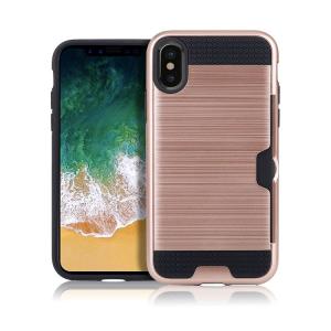 Hybrid Card Slot Anti Shock Case for Apple iPhone XR - Rose Golden