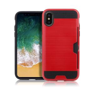 Hybrid Card Slot Anti Shock Case for Apple iPhone XS Max - Red