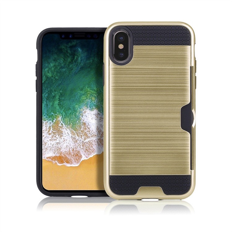 Hybrid Card Slot Anti Shock Case for Apple iPhone XR - Golden