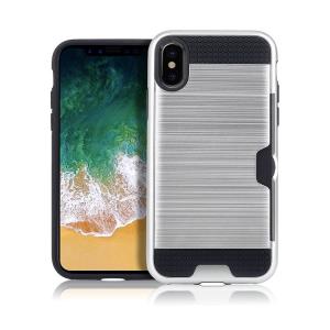 Hybrid Card Slot Anti Shock Case for Apple iPhone XS Max - Silver