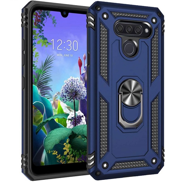 Armor Hybrid Military Case with Ring Kickstand for LG K61 - Navy Blue