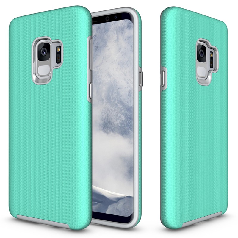 Triangle Shockproof Case with Anti Slip Grains for Samsung Galaxy S9 - Teal