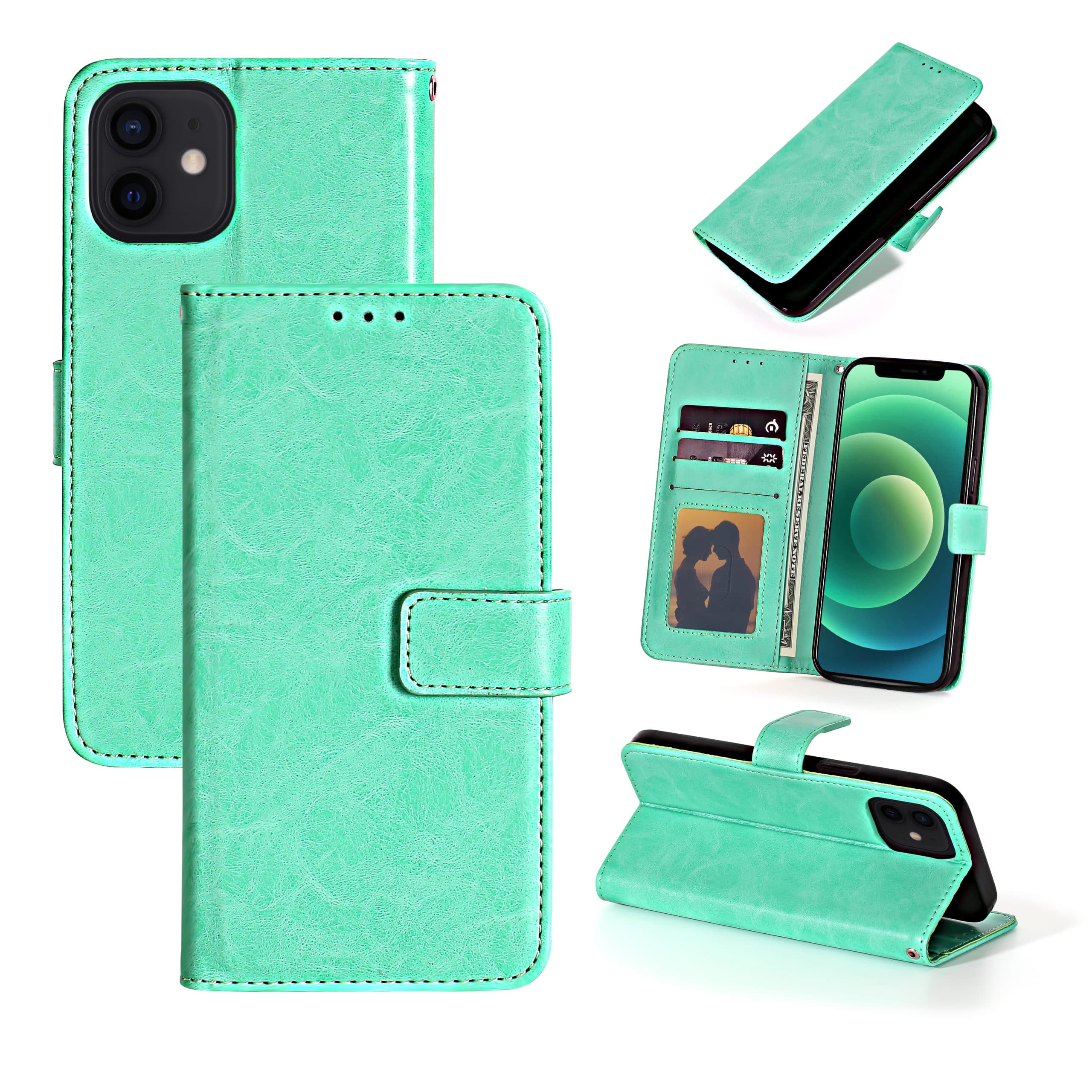 PU Leather Wallet Case for Apple iPhone SE (2022) /SE (2020) /7/8 - Teal