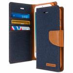 Goospery Canvas Diary Wallet Case for Apple iPhone 7/8 Plus - Navy Blue