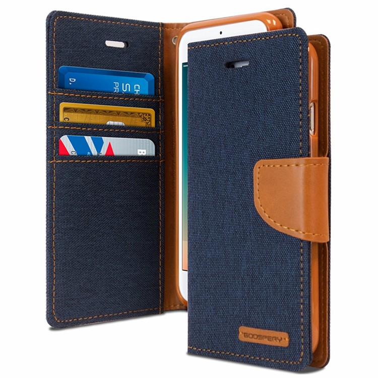 Goospery Canvas Diary Wallet Case for Apple iPhone 6/6S - Navy Blue