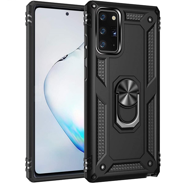 Armor Hybrid Military Case with Ring Kickstand for Samsung Galaxy Note 20 - Black