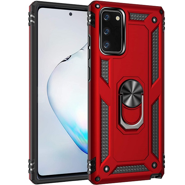 Armor Hybrid Military Case with Ring Kickstand for Samsung Galaxy Note 20 - Red