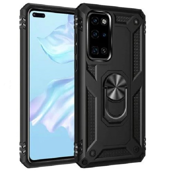 Armor Hybrid Military Case with Ring Kickstand for Samsung Galaxy Note 10 Lite - Black