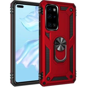 Armor Hybrid Military Case with Ring Kickstand for Huawei P40 - Red