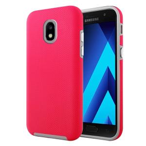 Triangle Shockproof Case with Anti Slip Grains for Samsung Galaxy S7 - Hot Pink