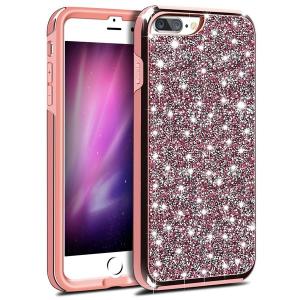 Hybrid Premium Diamond Bling Shockproof Phone Case for Apple iPhone 6/7/8 Plus - Hot Pink