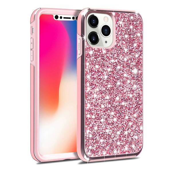 Hybrid Premium Diamond Bling Shockproof Phone Case for Apple iPhone 11 Pro - Hot Pink