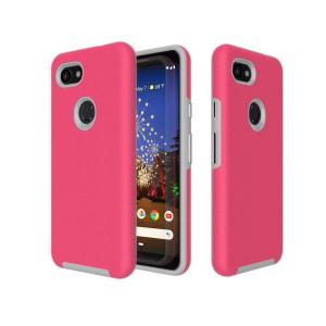 Triangle Shockproof Case with Anti Slip Grains for Google Pixel 2 XL - Hot Pink