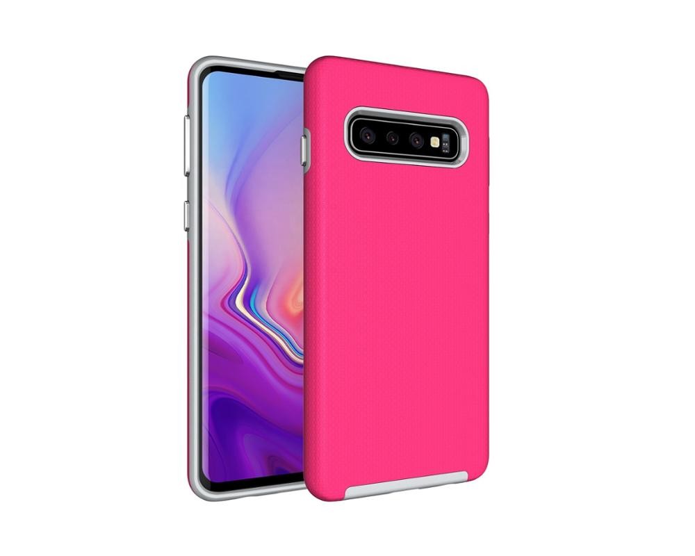 Triangle Shockproof Case with Anti Slip Grains for Samsung Galaxy S10E - Hot Pink