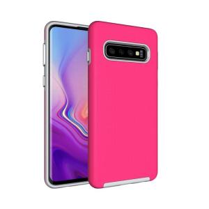 Triangle Shockproof Case with Anti Slip Grains for Samsung Galaxy S10 - Hot Pink